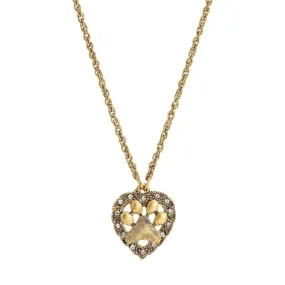 1928 Jewelry Heart And Paw Crystal Accent Pendant Necklace 18