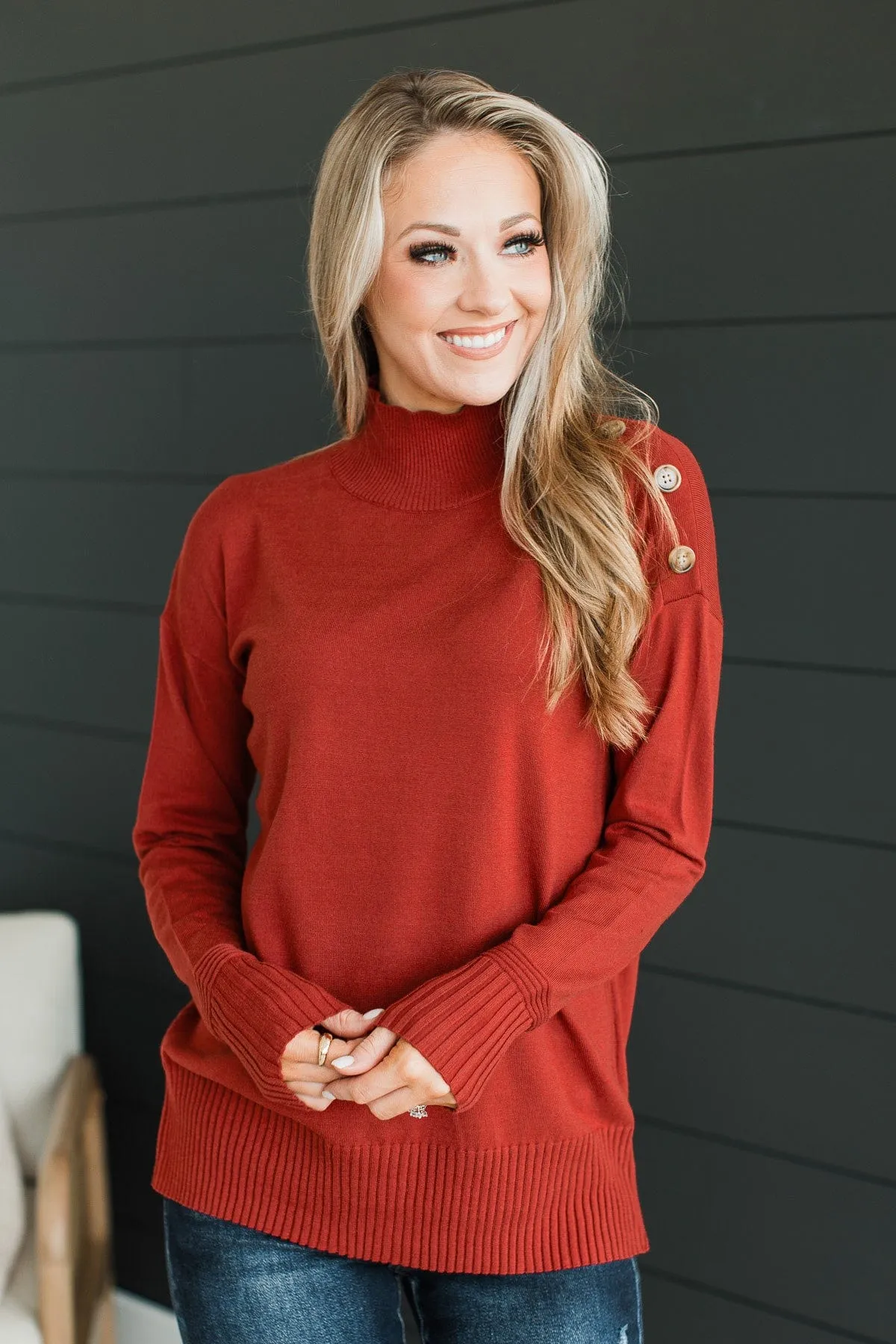 Always Your Girl Knit Sweater- Dark Rust