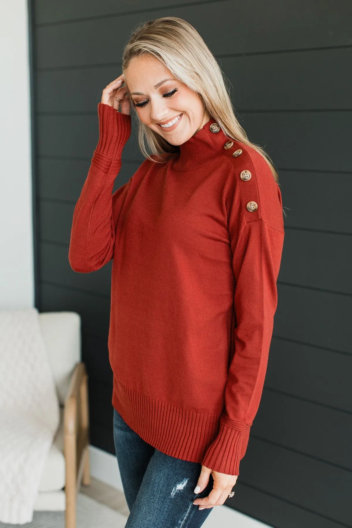 Always Your Girl Knit Sweater- Dark Rust