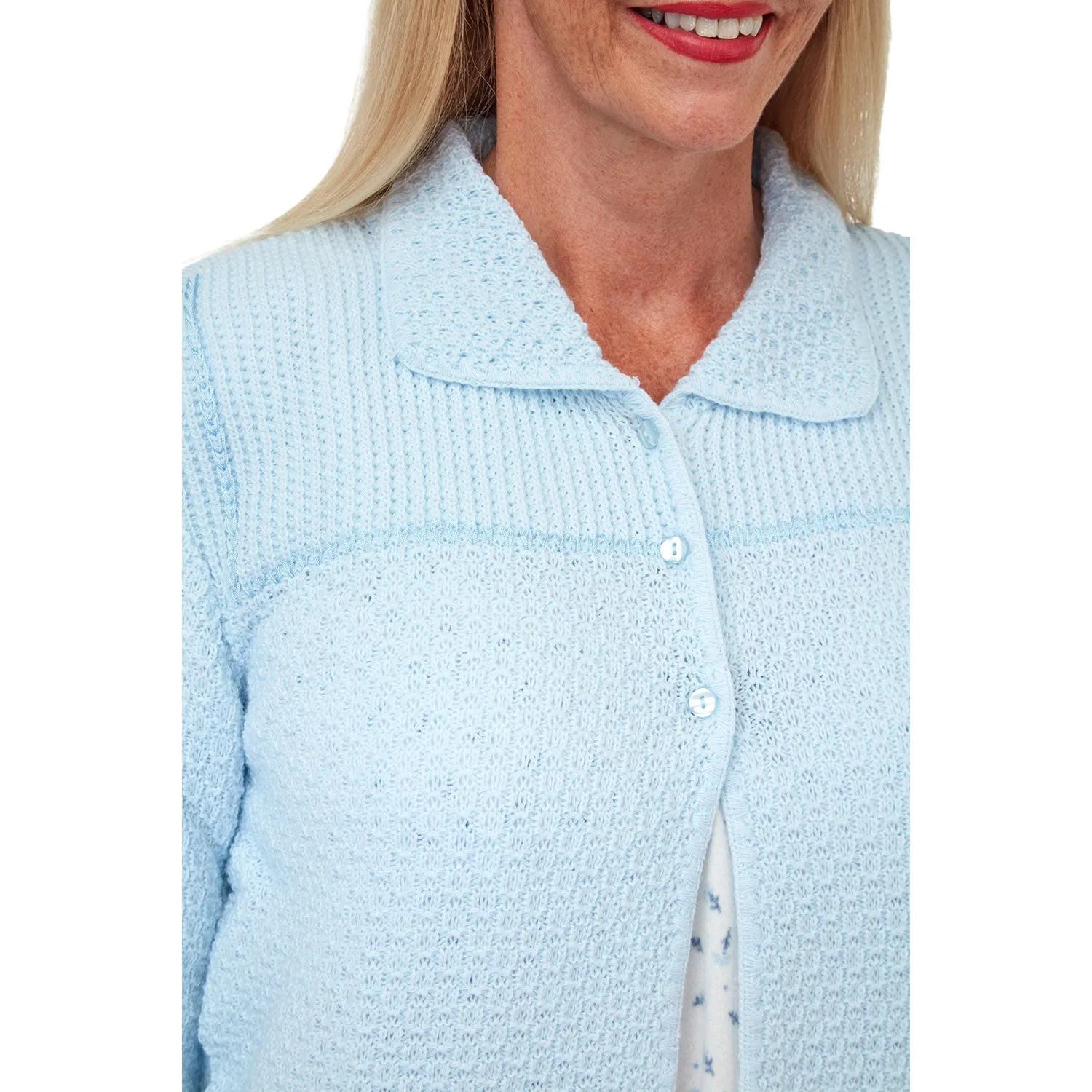 Angeline Knitted Bed Jacket - Blue