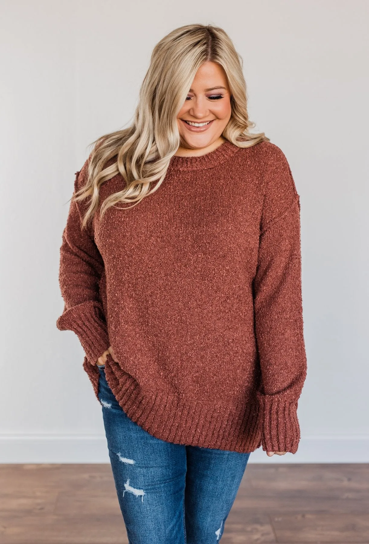 Anything Can Happen Knit Sweater- Deep Clay