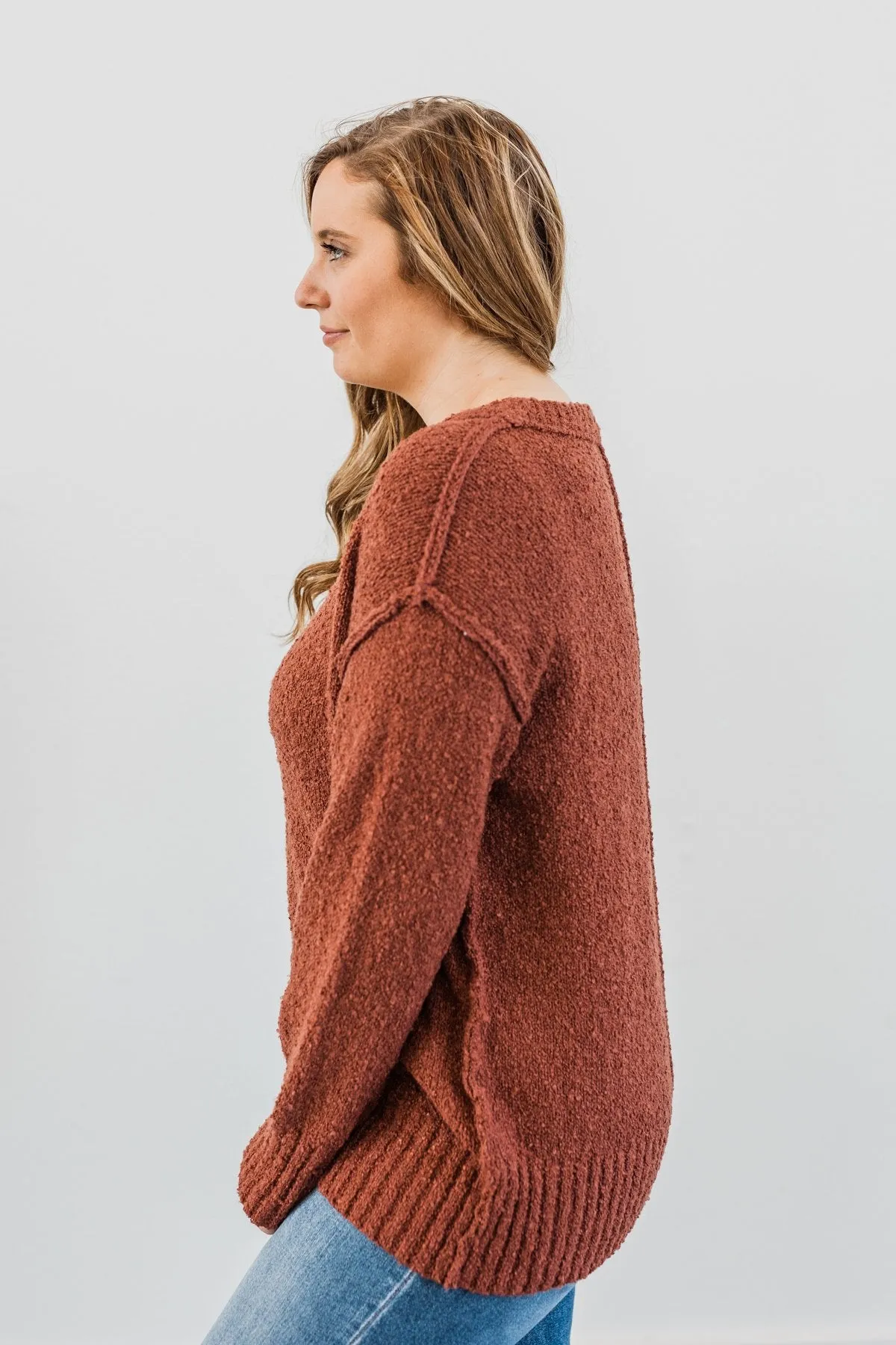 Anything Can Happen Knit Sweater- Deep Clay