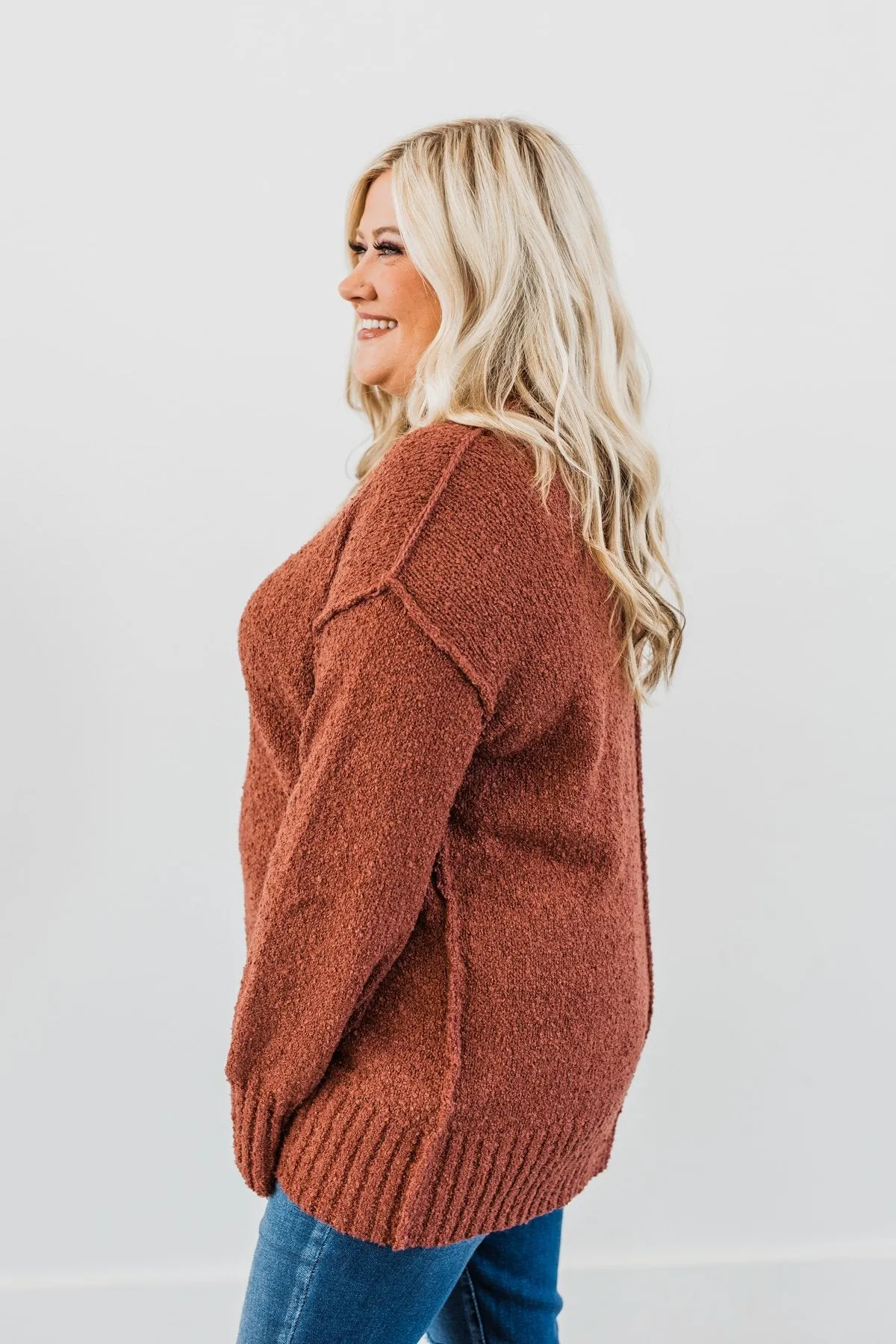 Anything Can Happen Knit Sweater- Deep Clay