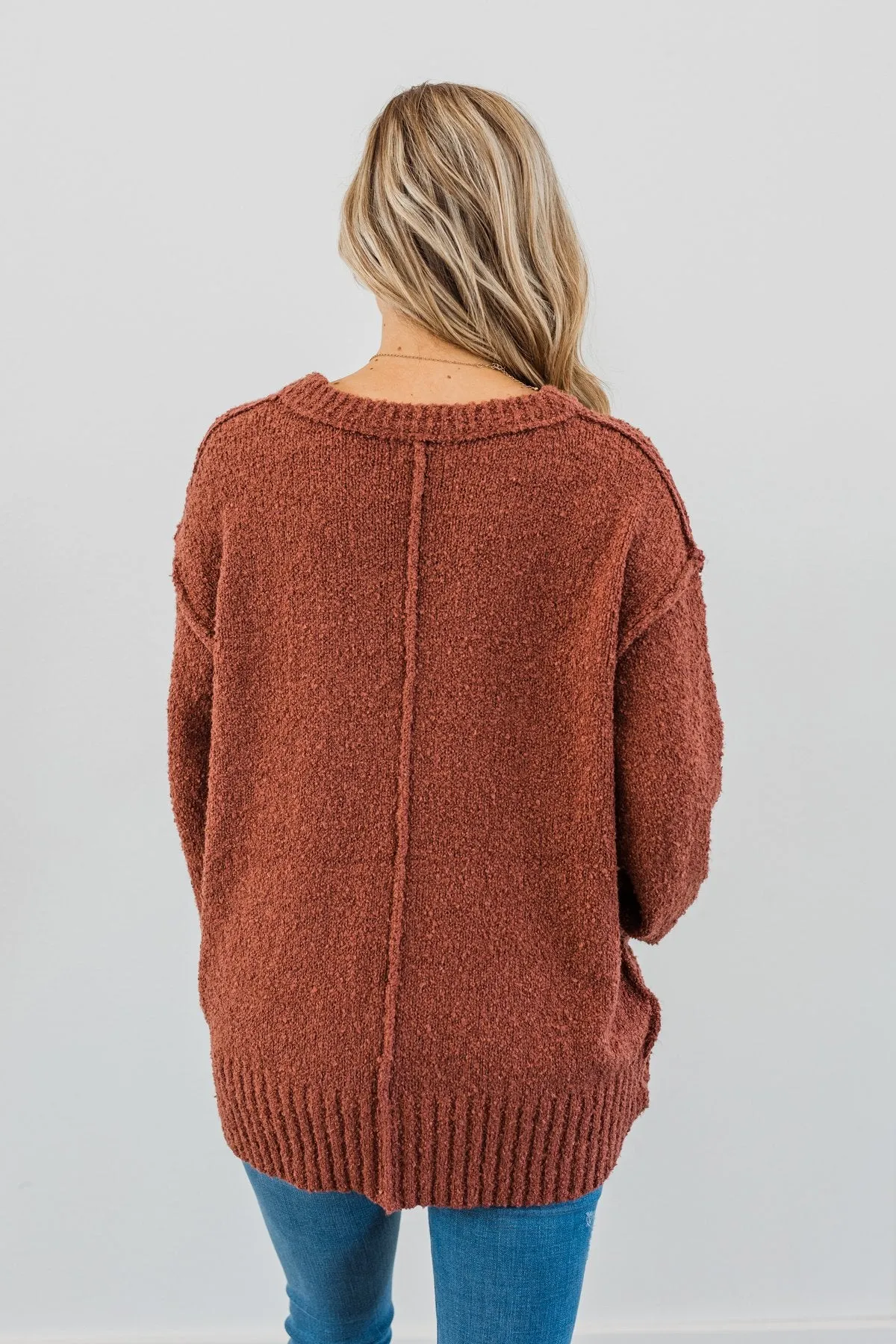 Anything Can Happen Knit Sweater- Deep Clay