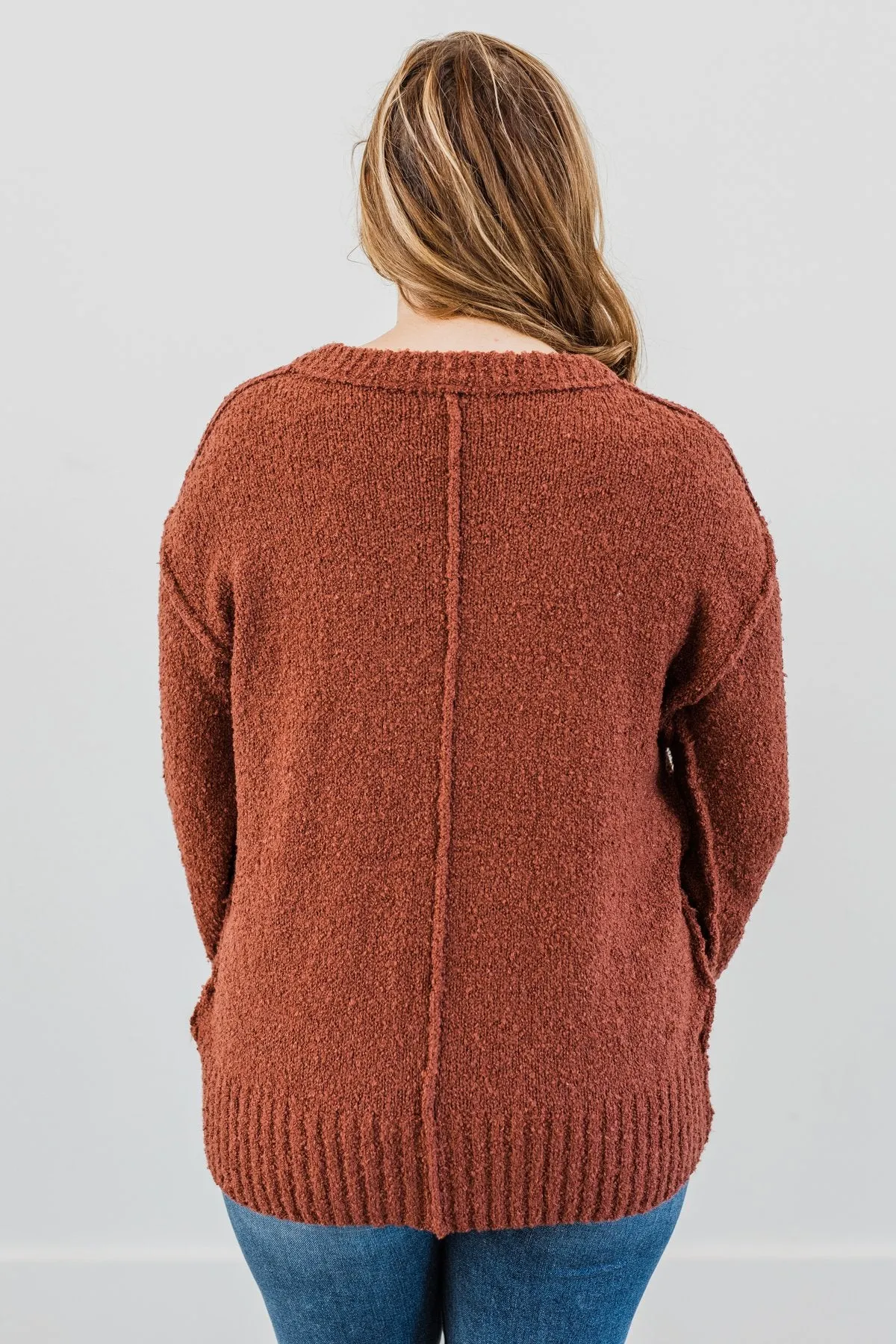 Anything Can Happen Knit Sweater- Deep Clay