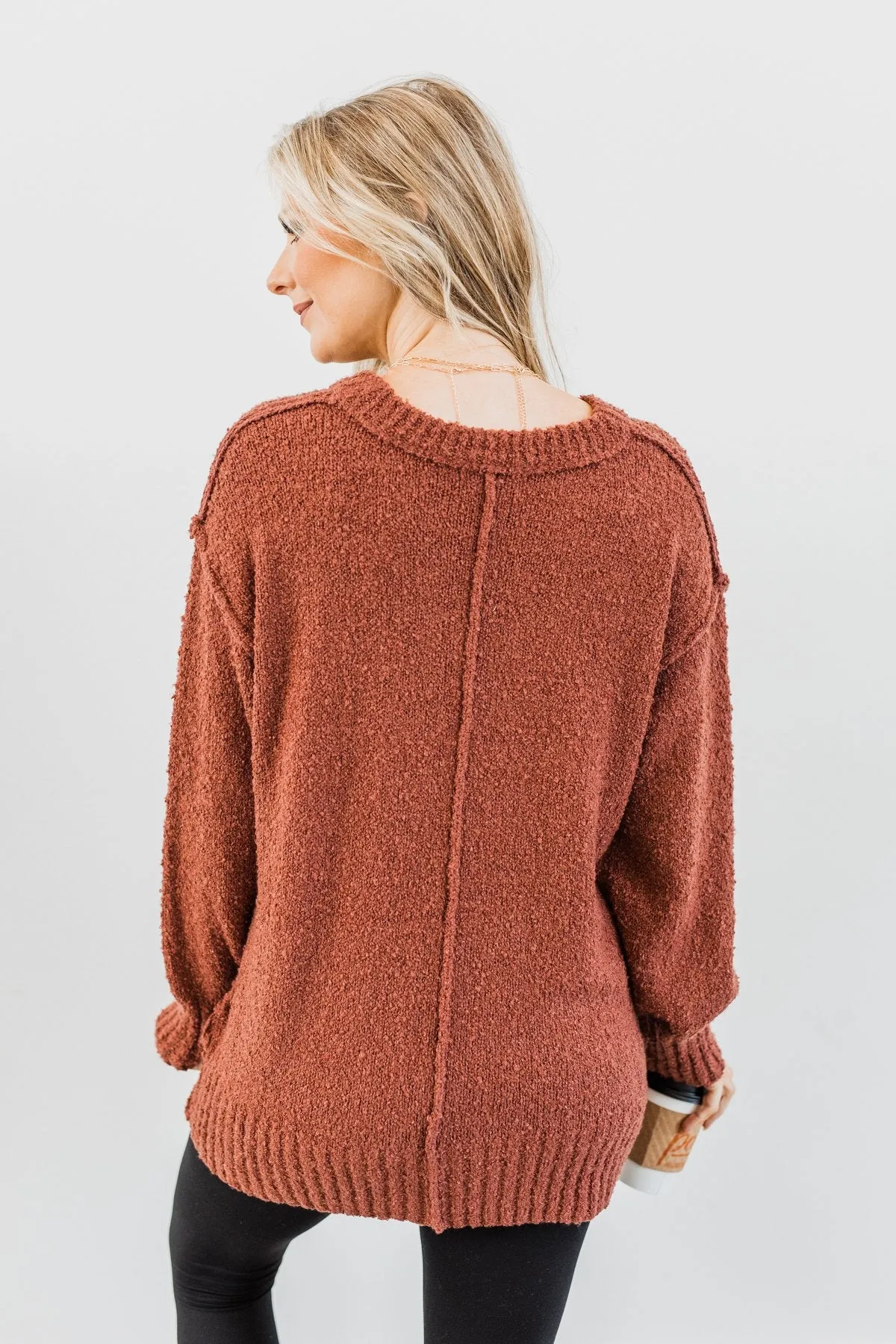 Anything Can Happen Knit Sweater- Deep Clay