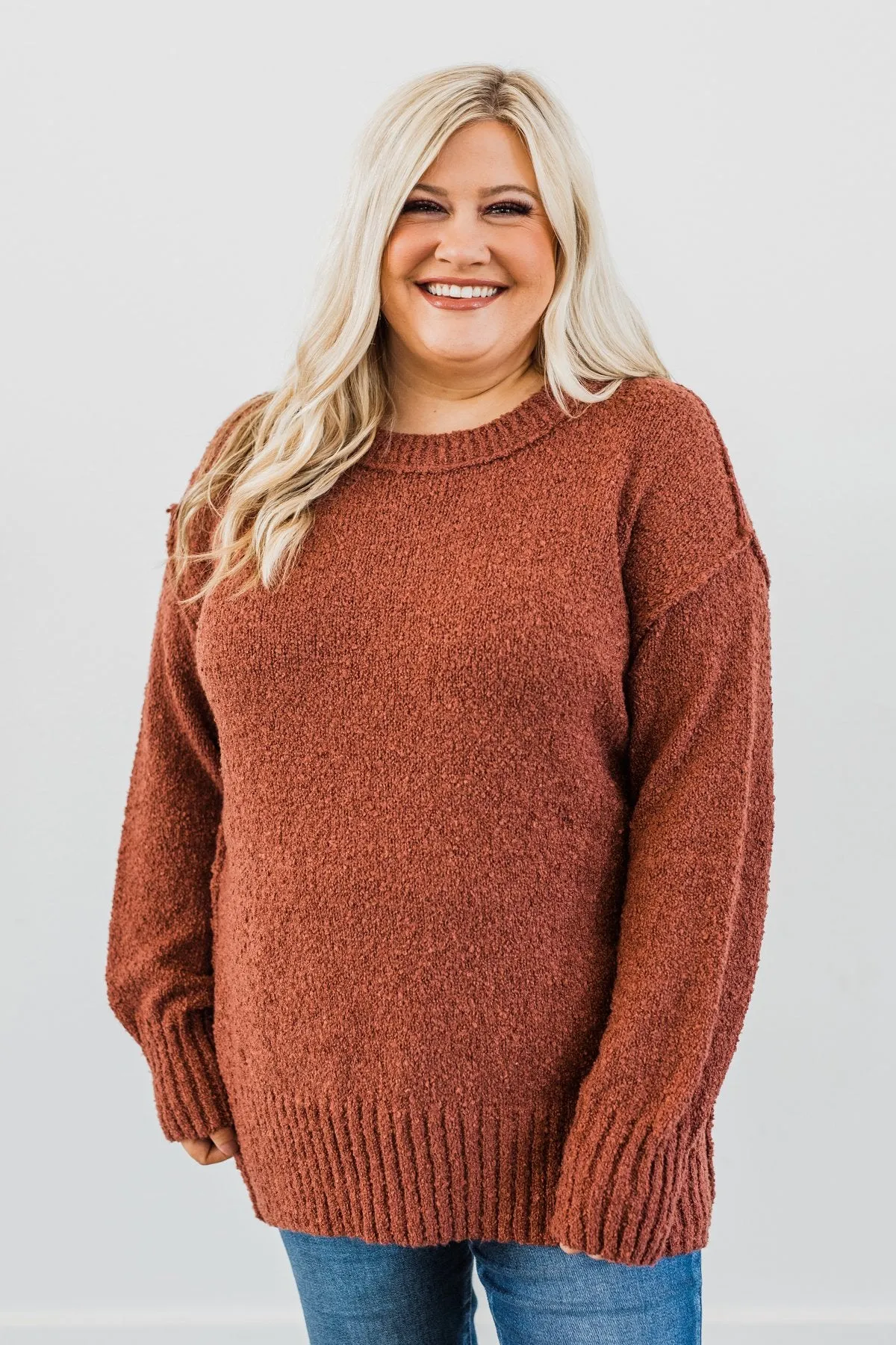 Anything Can Happen Knit Sweater- Deep Clay