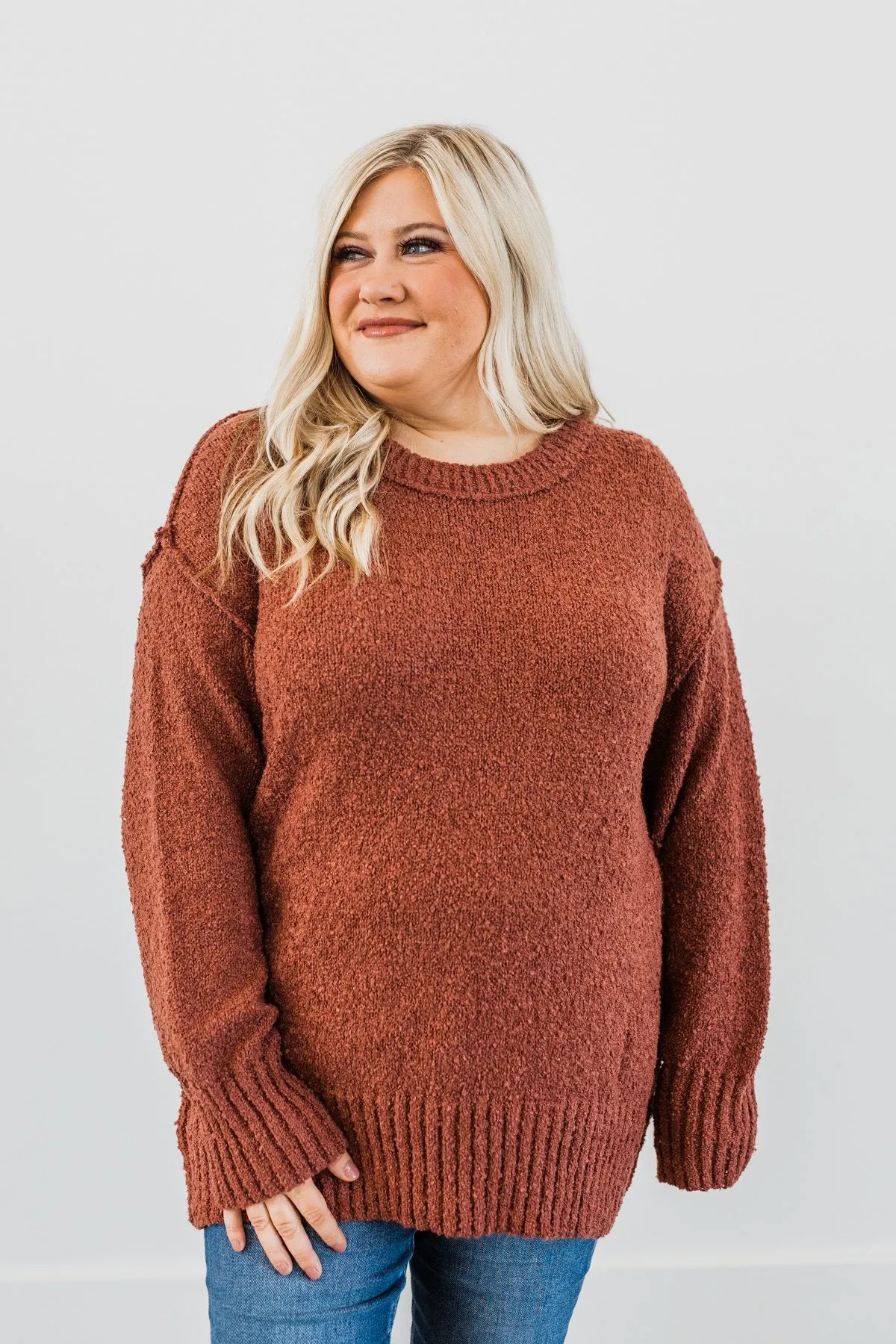 Anything Can Happen Knit Sweater- Deep Clay