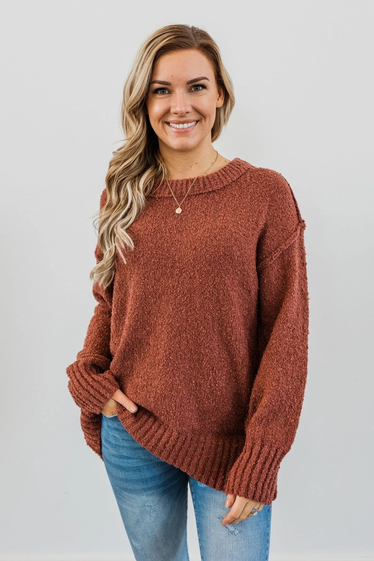 Anything Can Happen Knit Sweater- Deep Clay