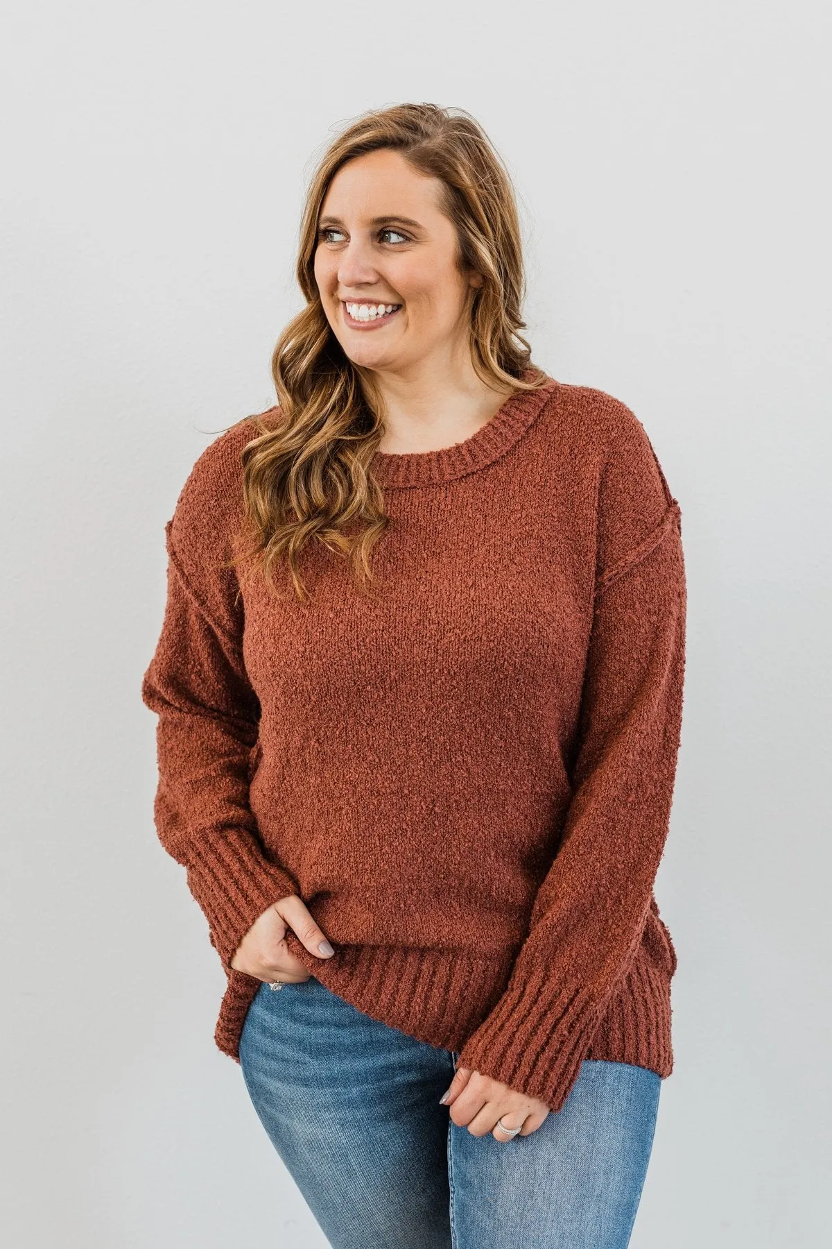 Anything Can Happen Knit Sweater- Deep Clay