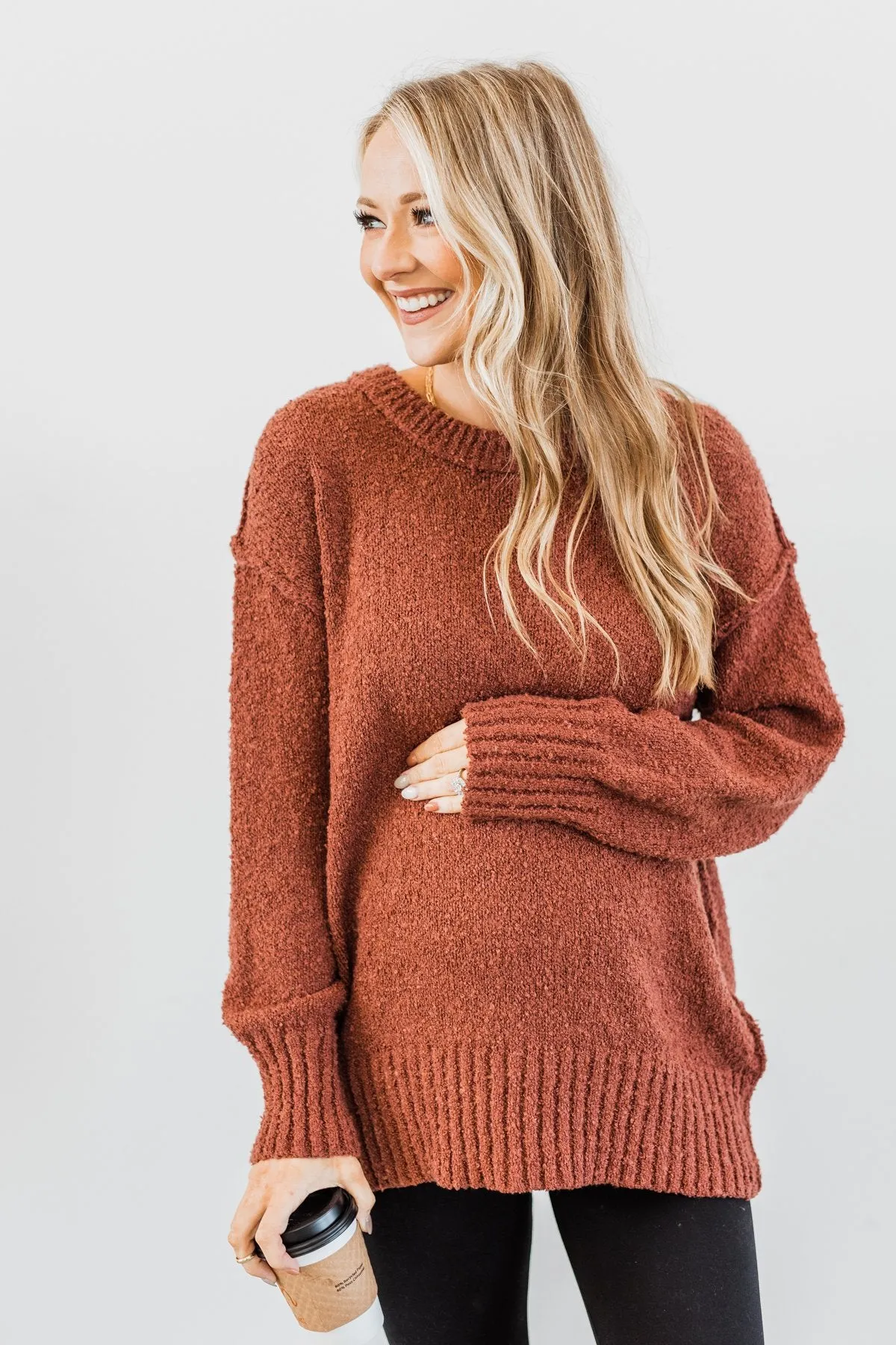 Anything Can Happen Knit Sweater- Deep Clay