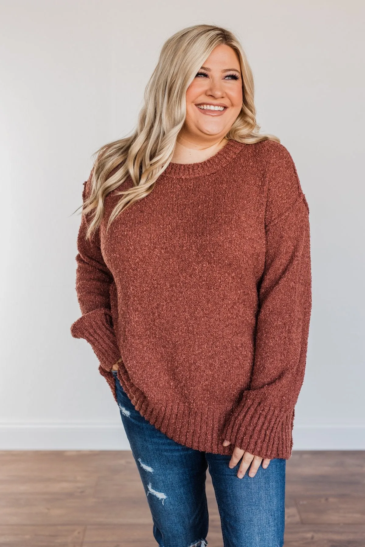 Anything Can Happen Knit Sweater- Deep Clay