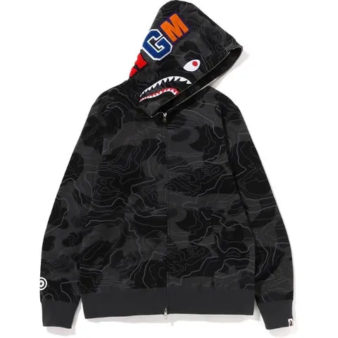 BAPE WGM LAYERED SHARK ZIP HOODIE BLACK