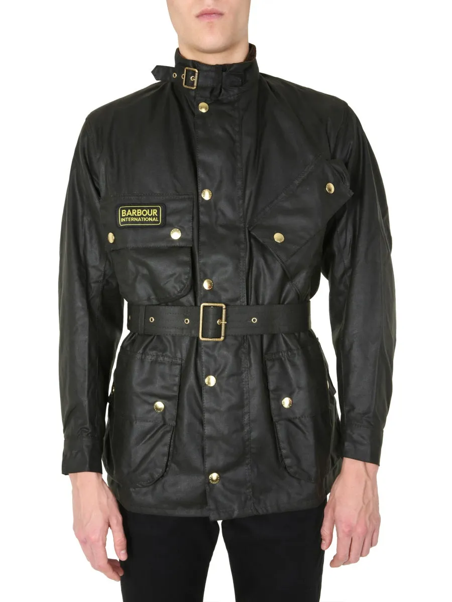 Barbour Logo Embroidered Belted Jacket