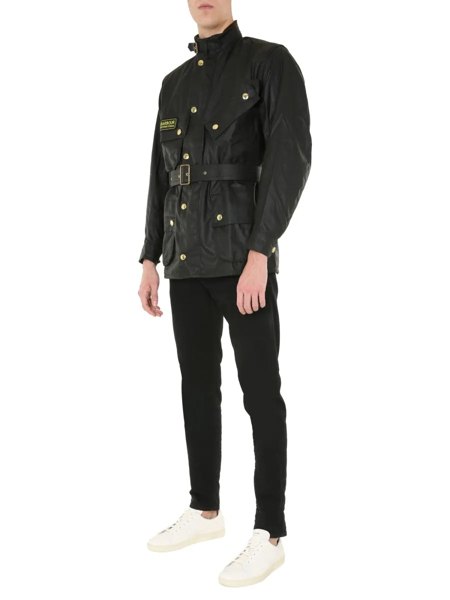 Barbour Logo Embroidered Belted Jacket