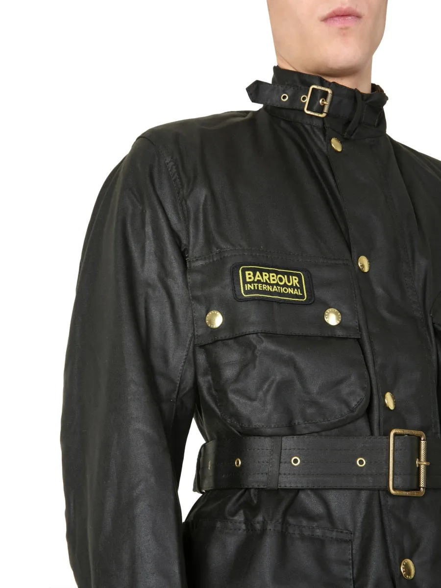 Barbour Logo Embroidered Belted Jacket