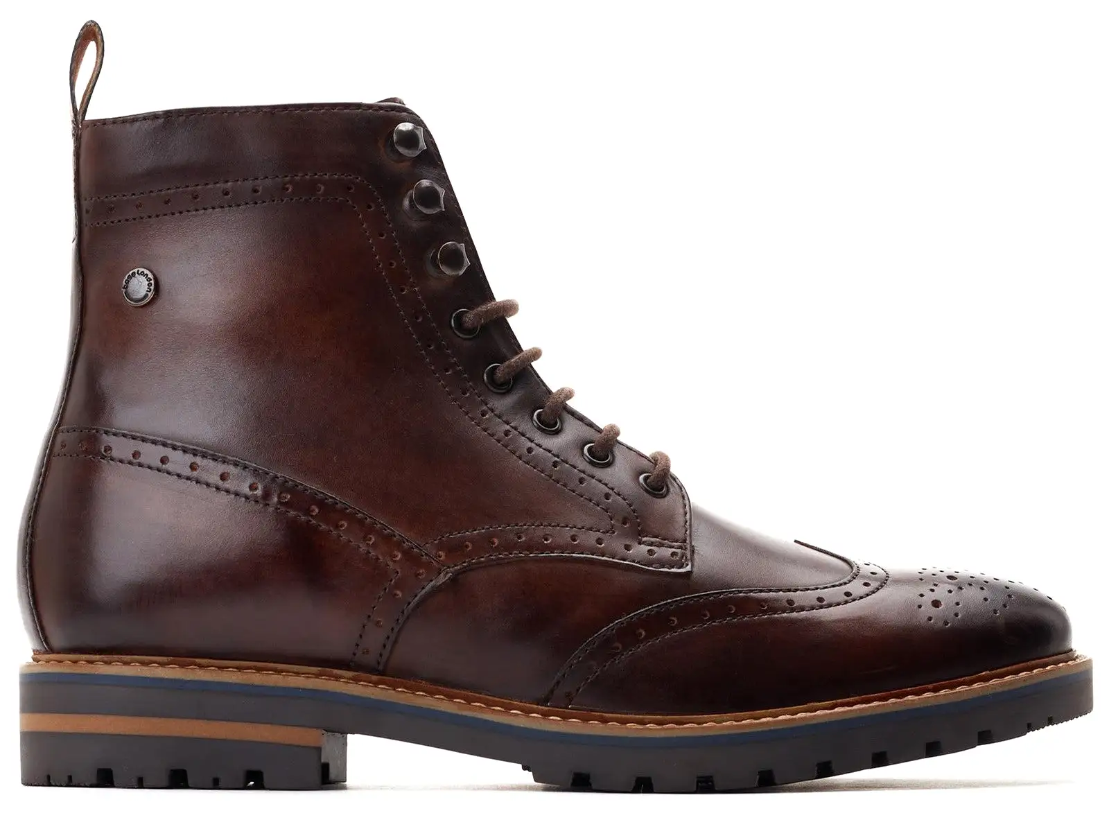 Base London Grove Washed Mens Leather Lace Up Brogue Boot