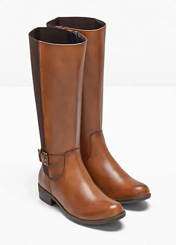 bonprix Elasticated Leather Boots | Grattan