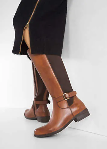 bonprix Elasticated Leather Boots | Grattan