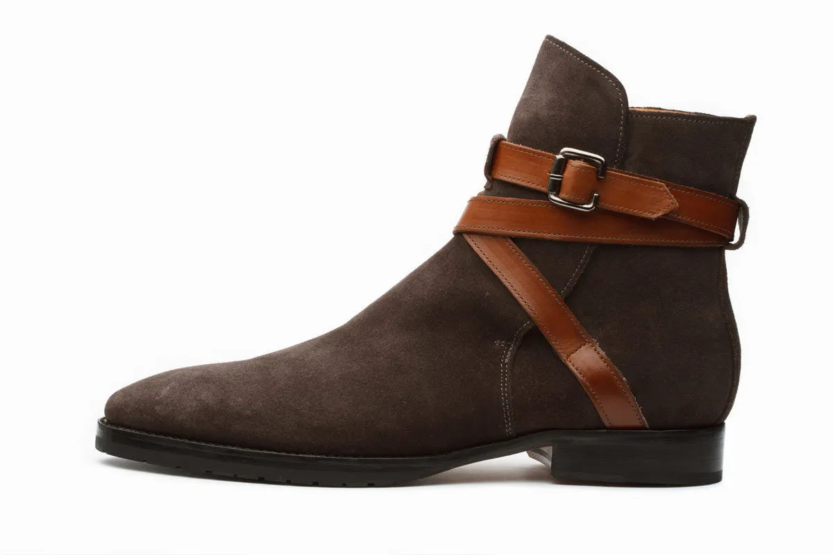 Boots With Straps-Dark Grey Suede