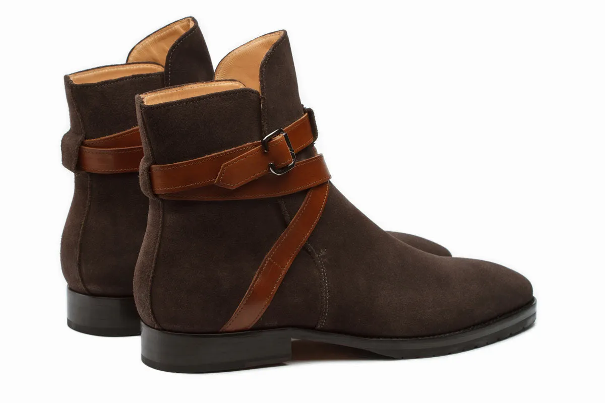 Boots With Straps-Dark Grey Suede