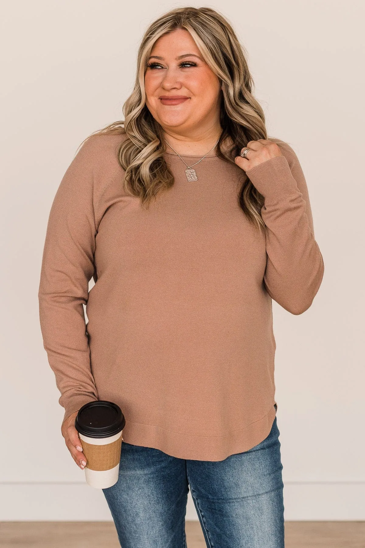 Butter Me Up Knit Sweater- Light Mocha