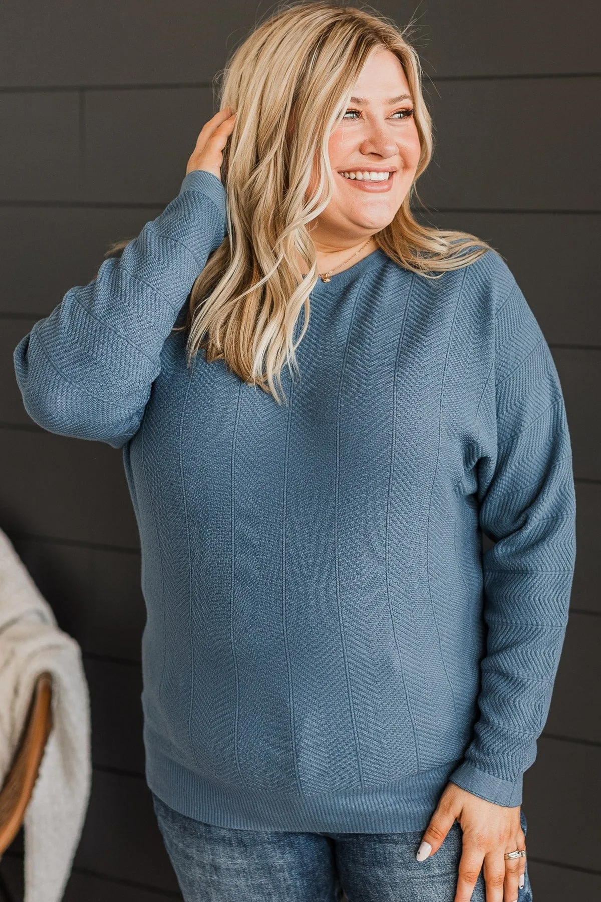 Capture A Memory Knit Sweater- Denim Blue