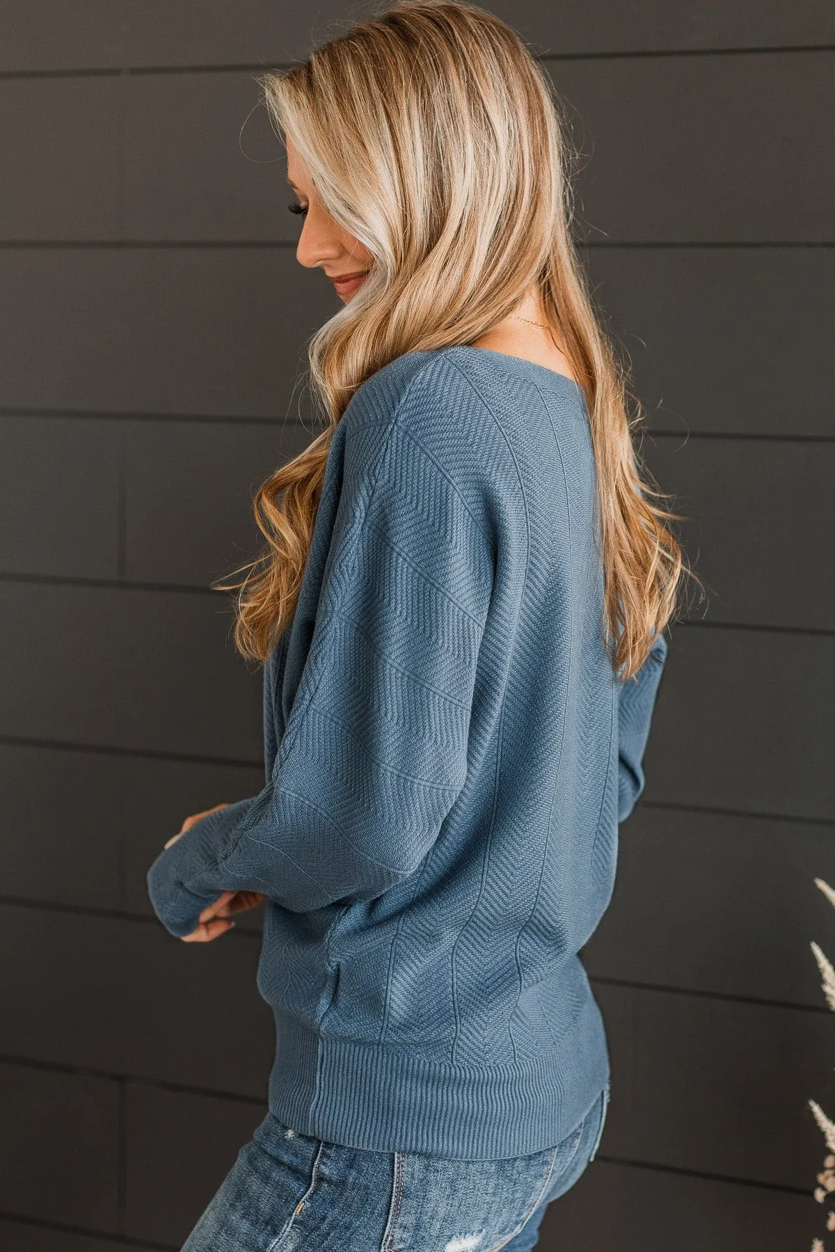 Capture A Memory Knit Sweater- Denim Blue