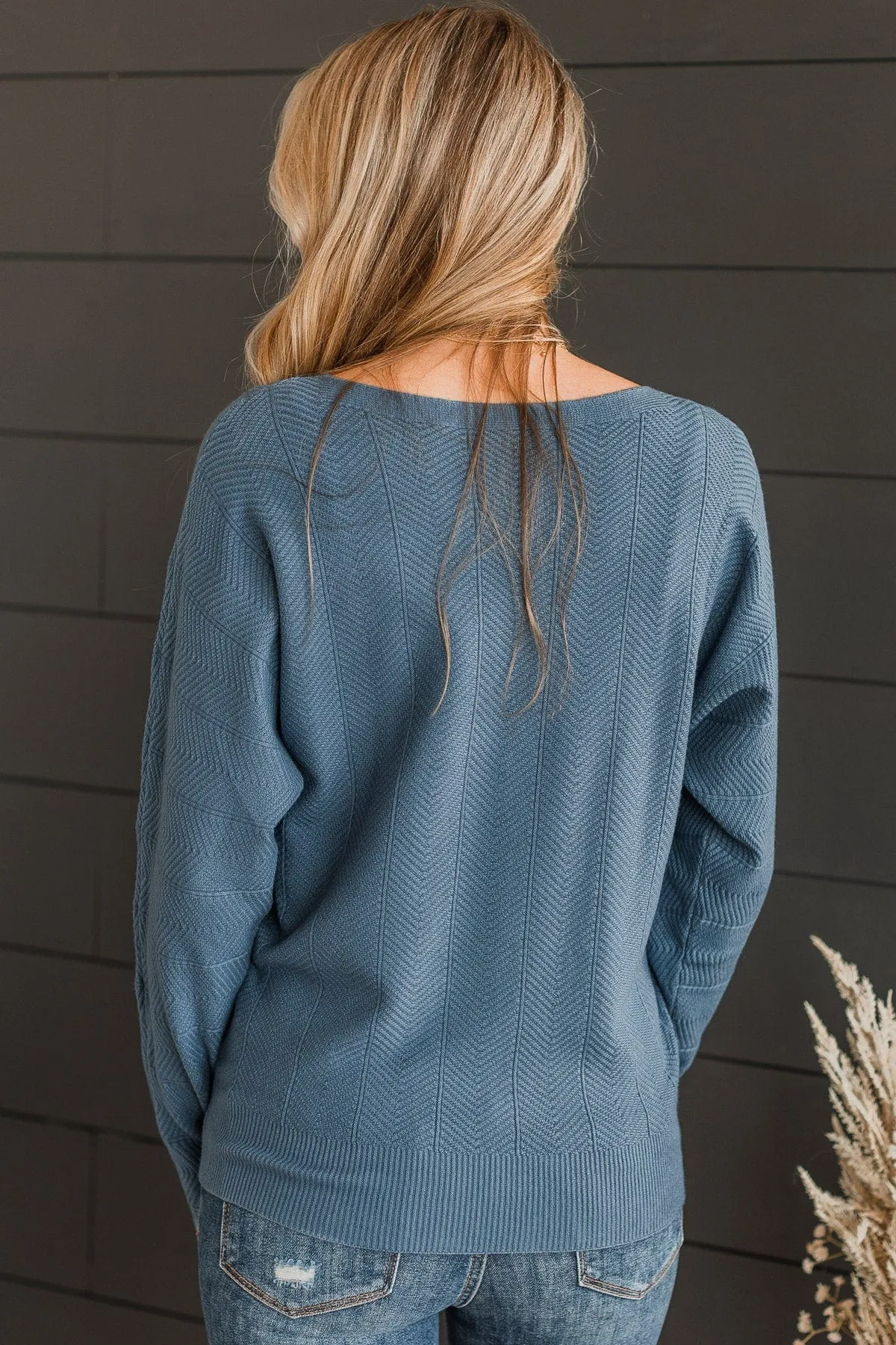 Capture A Memory Knit Sweater- Denim Blue