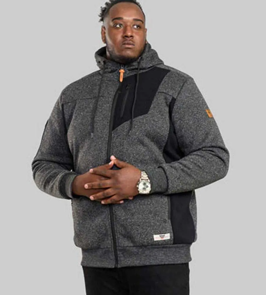 D555 Big Mens Zip Through Hoodie With Sherpa Lining (CROFTON)