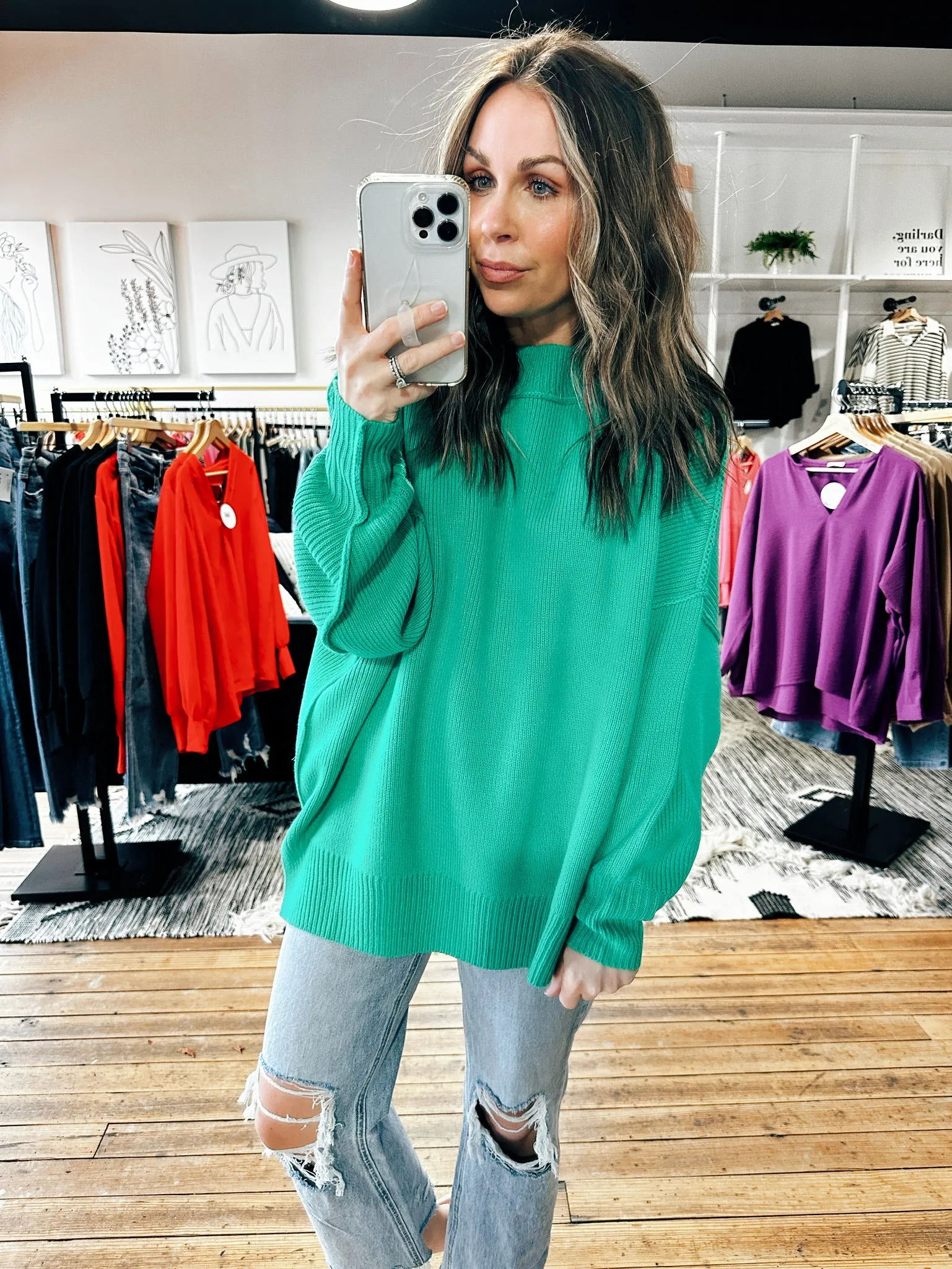 Danielle Long Sleeve Banded Sweater-4 Colors