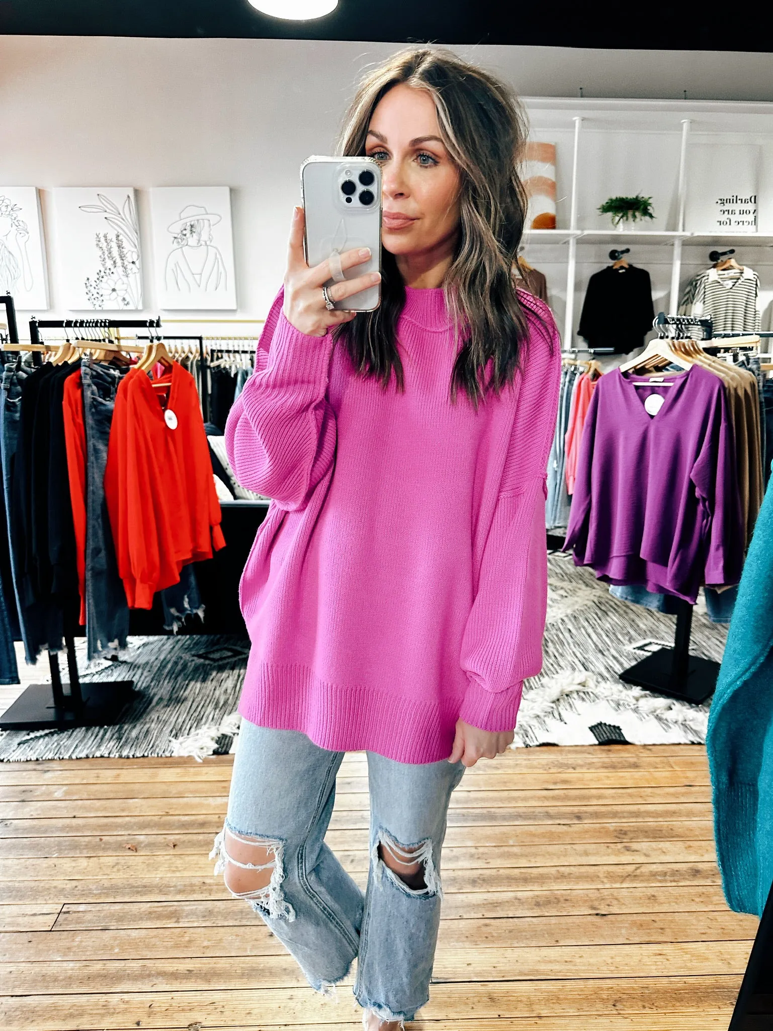 Danielle Long Sleeve Banded Sweater-4 Colors