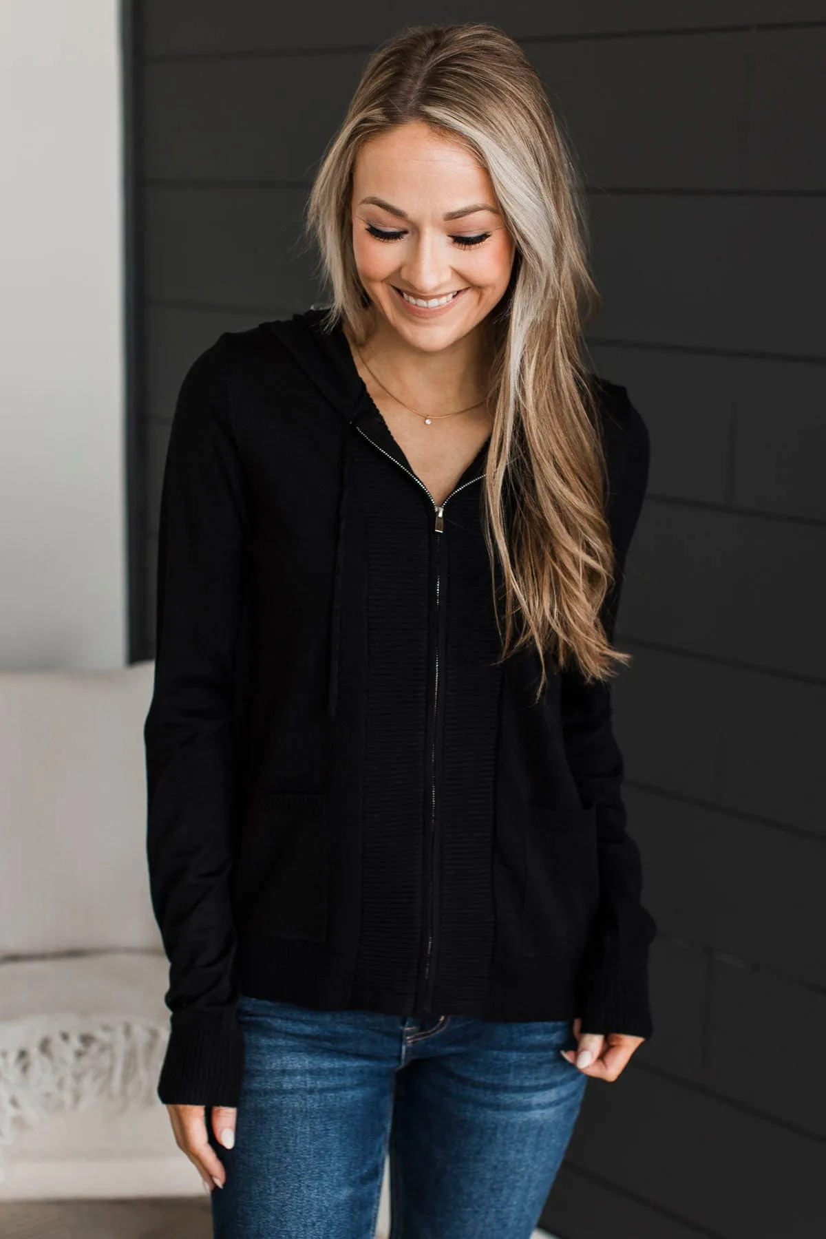 Doing It All Knit Sweater Jacket- Black