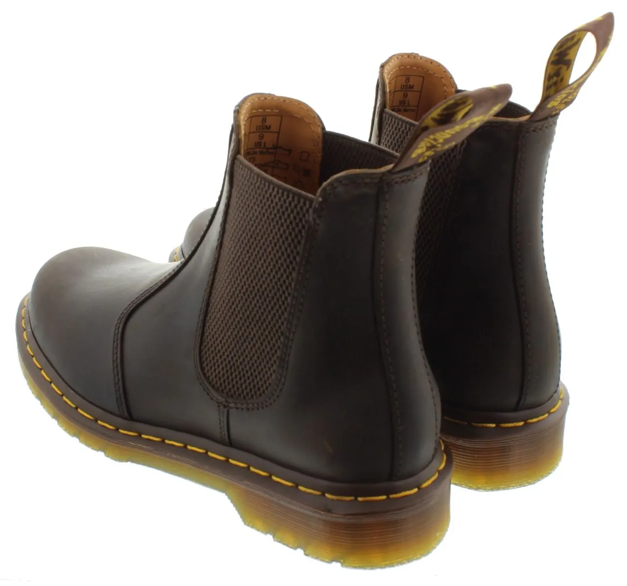 DR MARTENS Mens 2976 Yellow Stitch Chelsea Boots In Brown