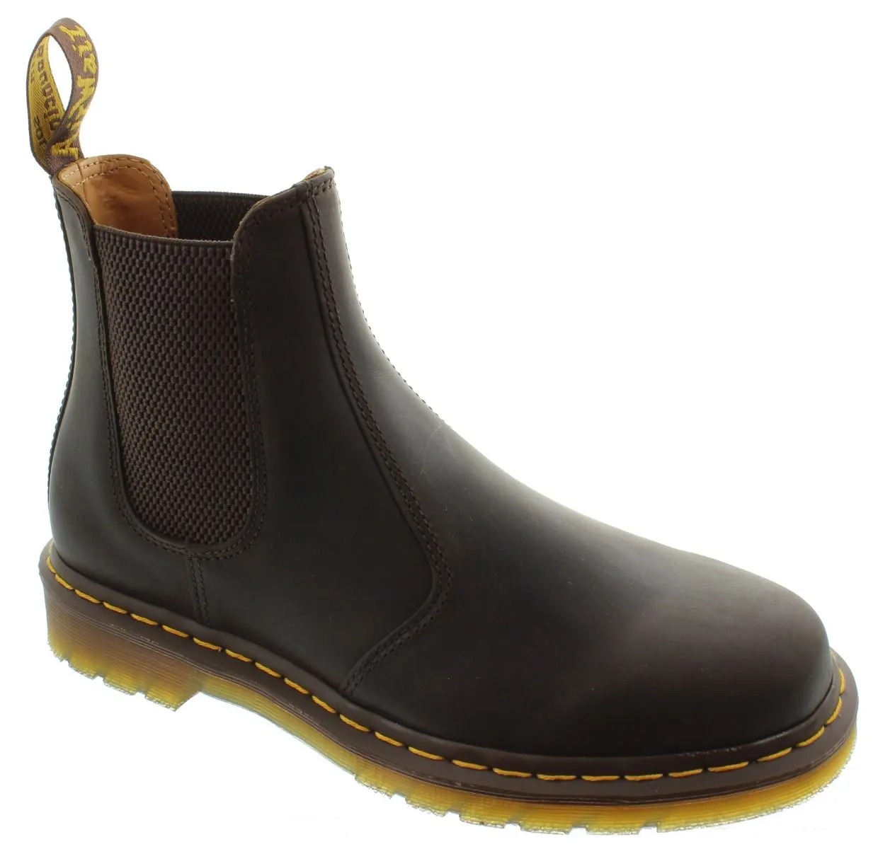 DR MARTENS Mens 2976 Yellow Stitch Chelsea Boots In Brown