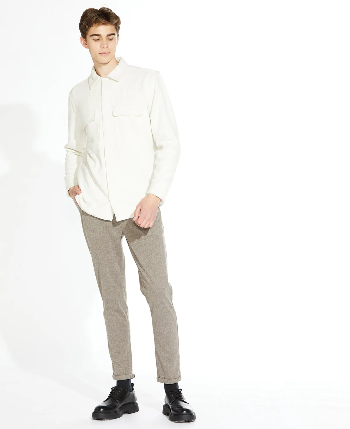 Durbin Knit Shirt Jacket (Cream)