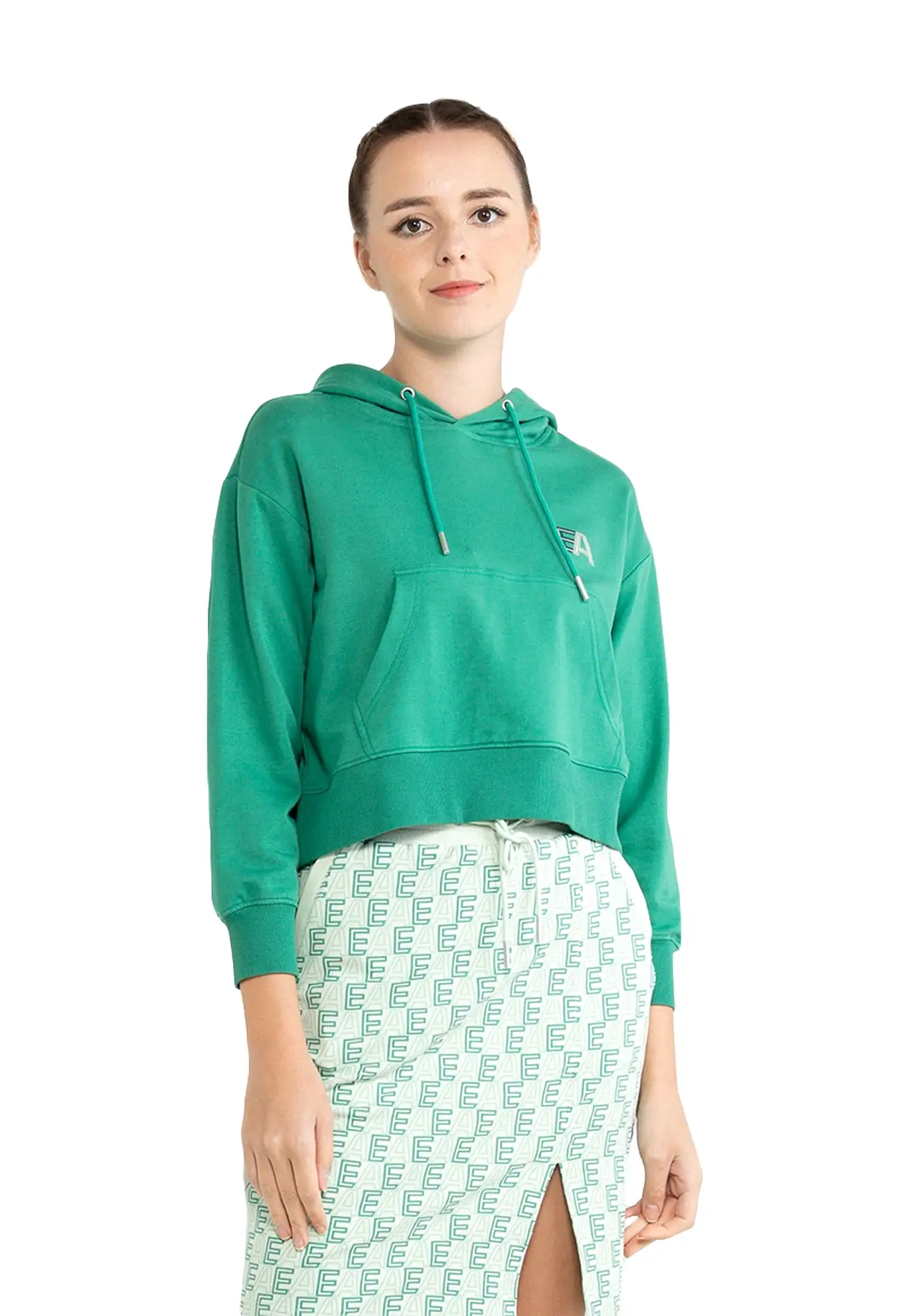 ELLE Apparel Active Drawstring Cropped Hoodie with Pocket