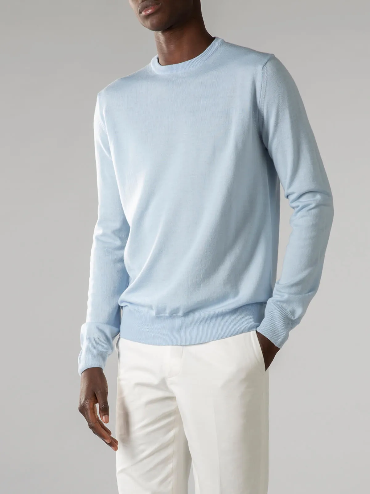 Extrafine Merino Crew Neck Sweater Light Blue