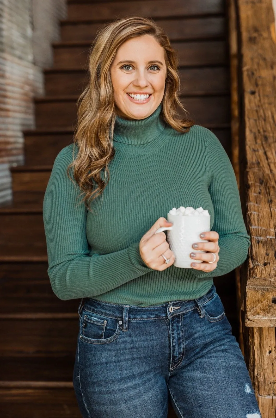 Feeling the Warmth Turtleneck Sweater- Dark Sage