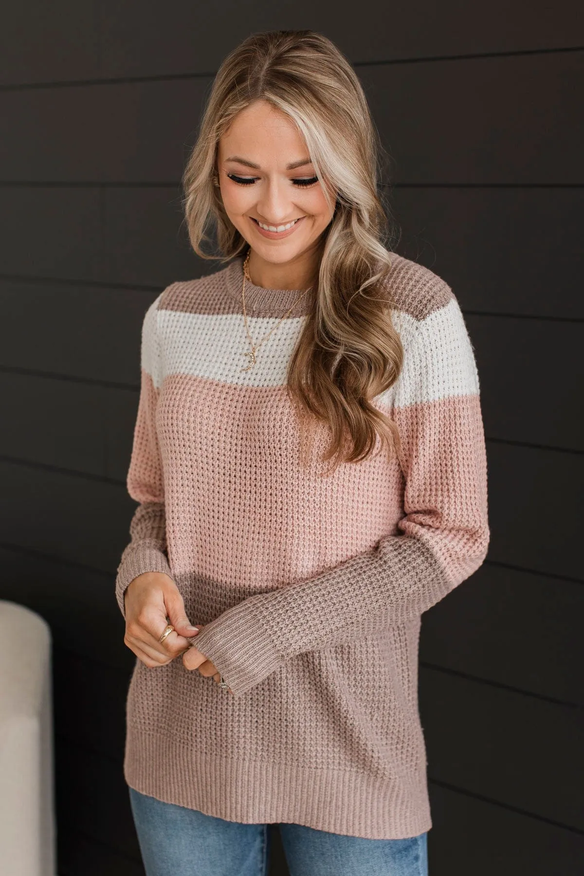 First Date Jitters Knit Sweater- Pink & Mocha