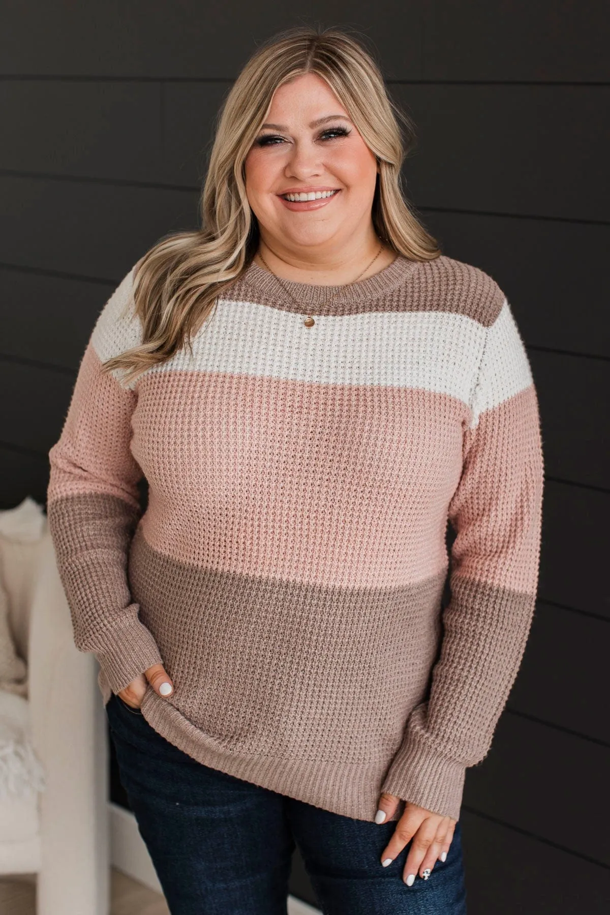 First Date Jitters Knit Sweater- Pink & Mocha