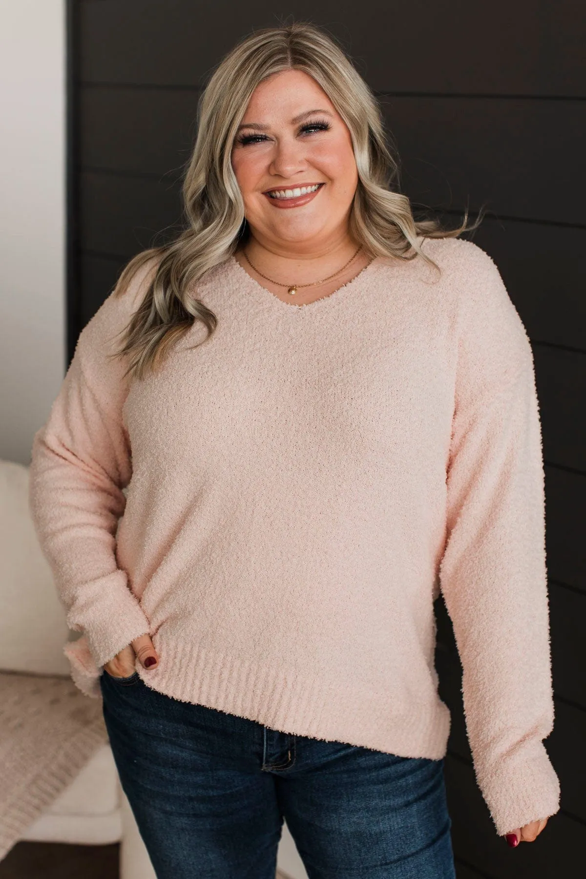 First To Know V-Neck Sweater- Blush