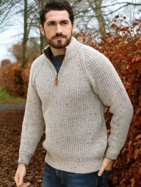 Fisherman's Ribbed 1/4 Zip Aran Sweater