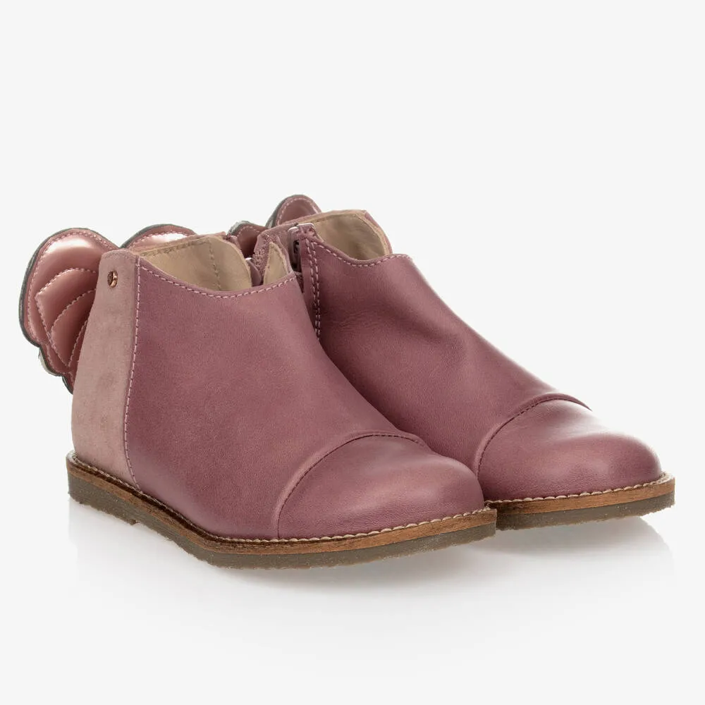 Girls Pink Leather Boots 