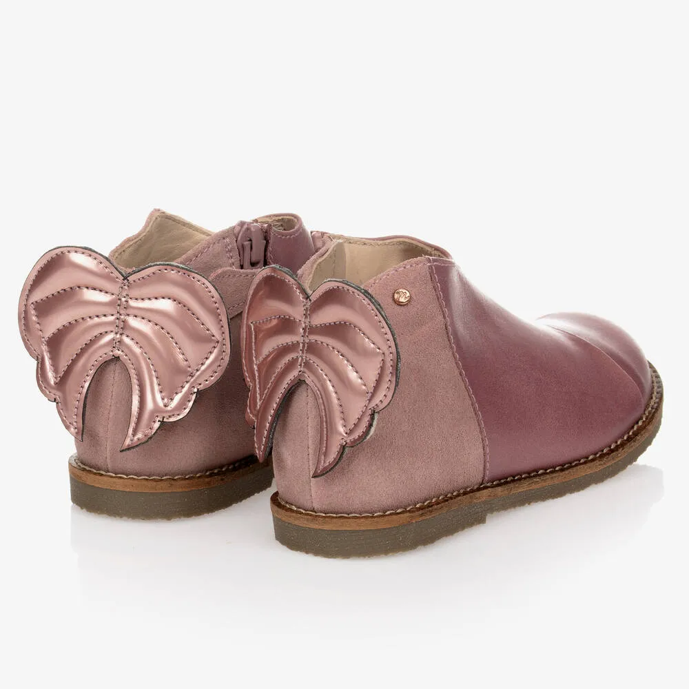 Girls Pink Leather Boots 