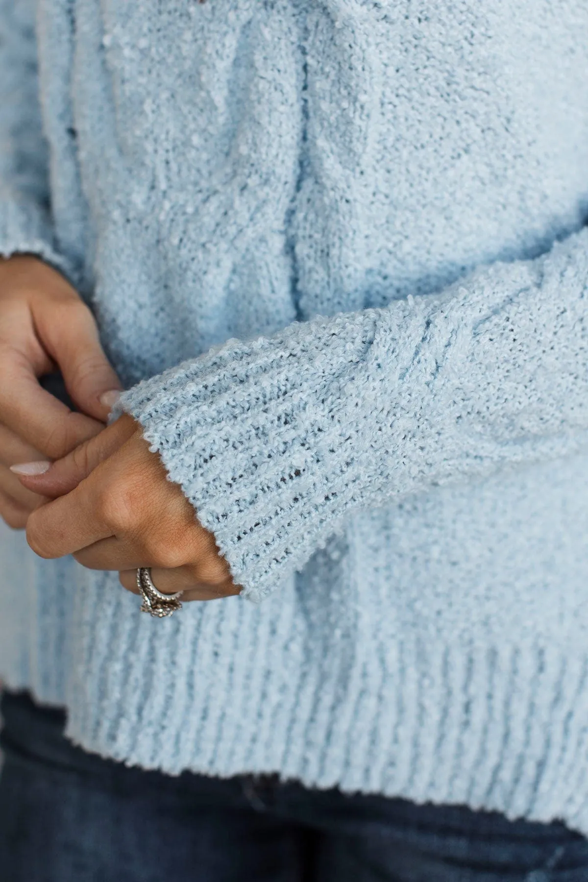 Going Somewhere Turtle Neck Sweater- Light Blue