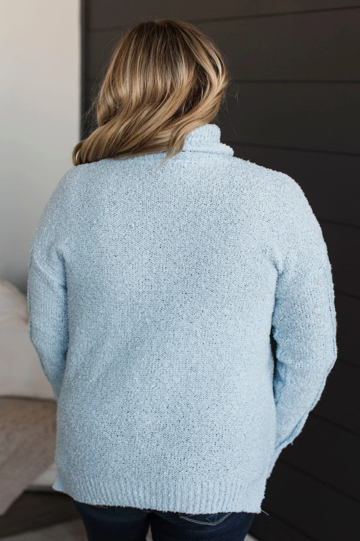 Going Somewhere Turtle Neck Sweater- Light Blue