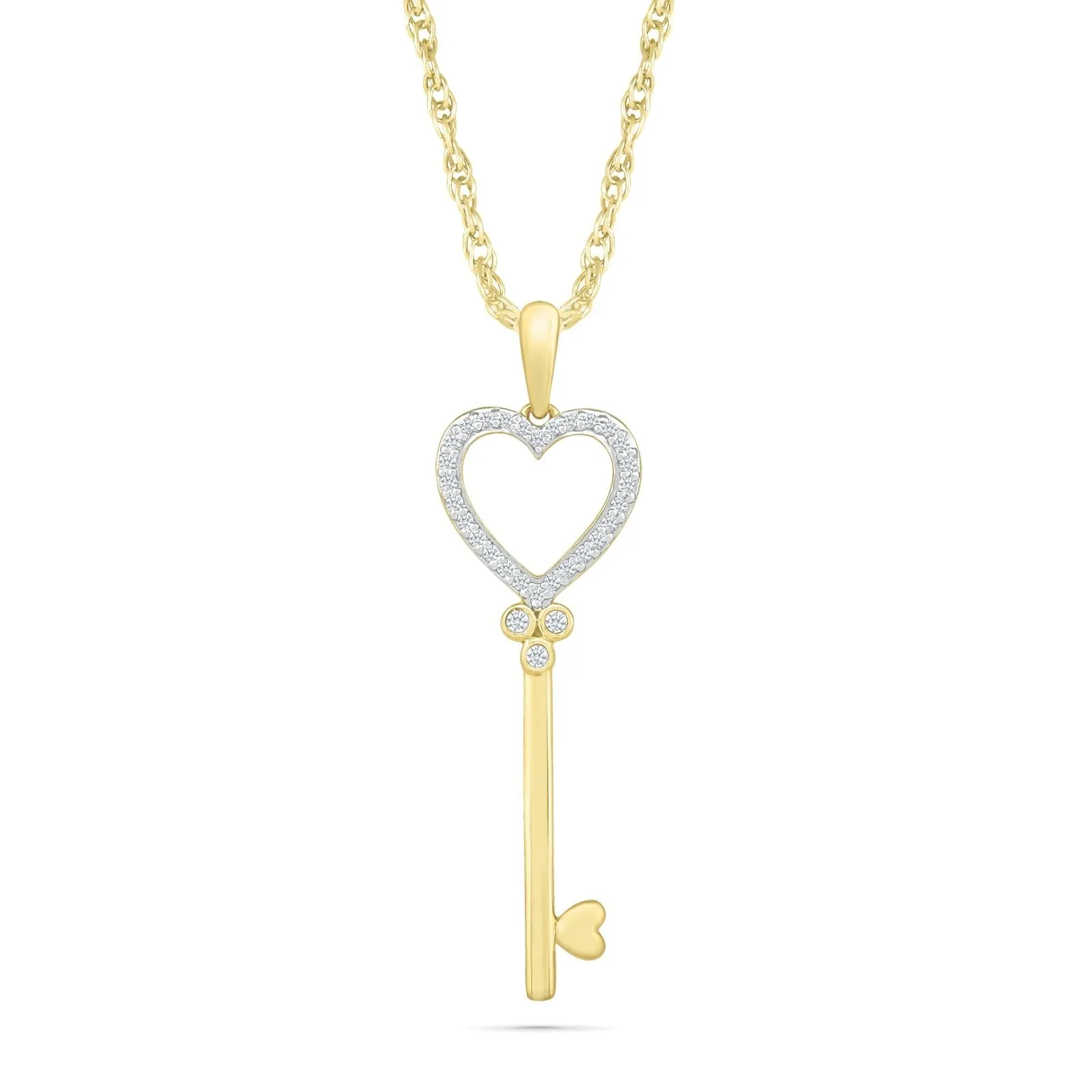 Heart and Key Diamond Pendant