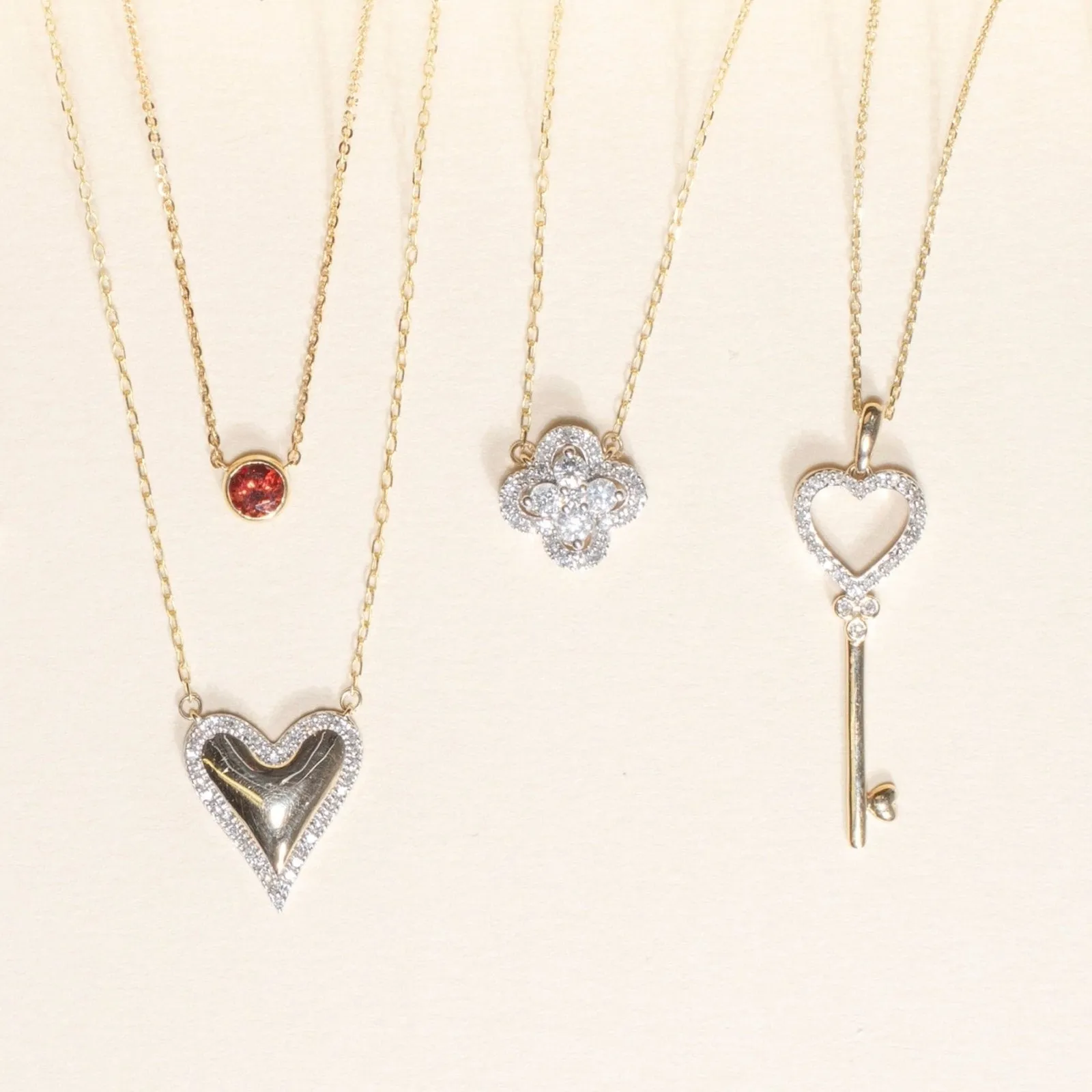 Heart and Key Diamond Pendant