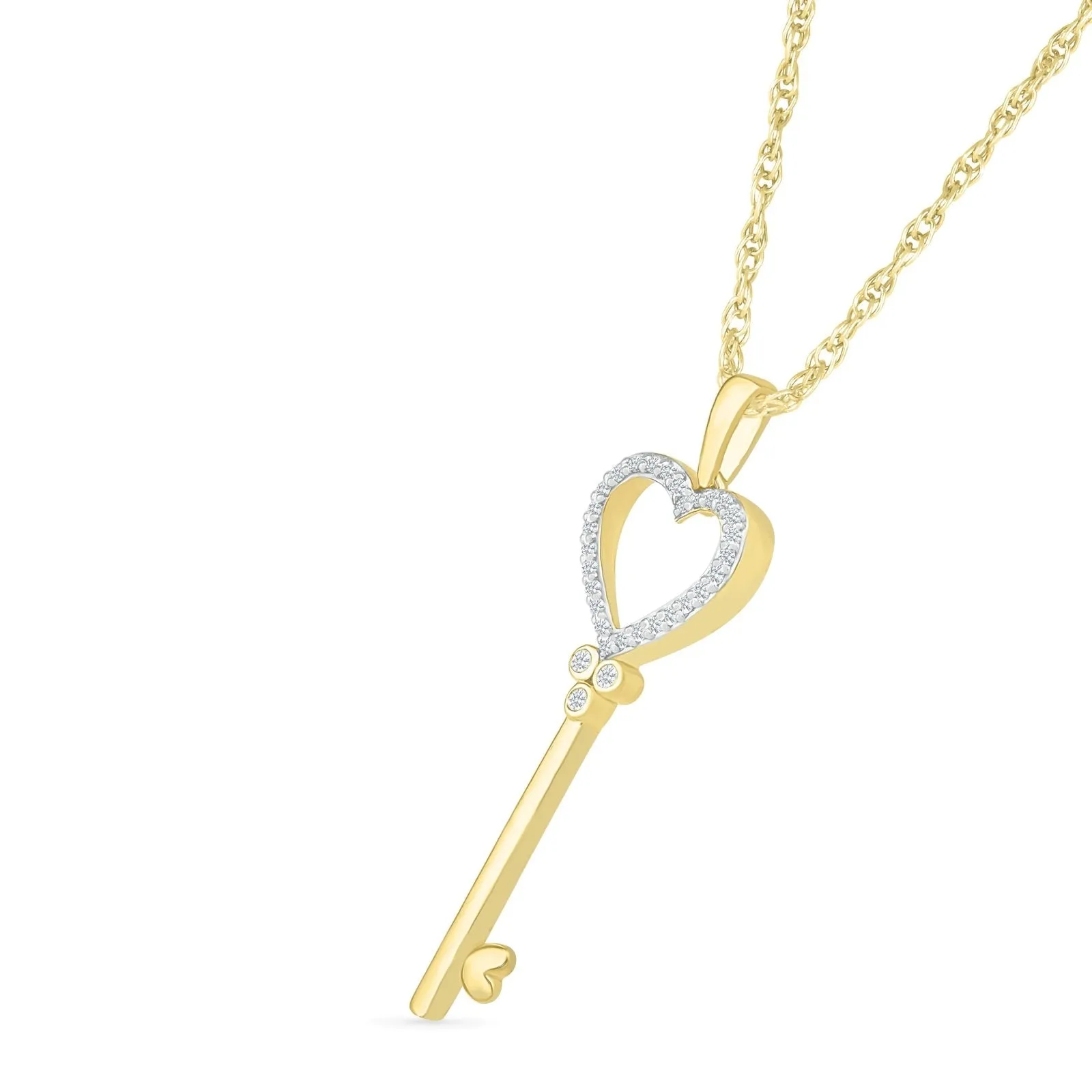 Heart and Key Diamond Pendant